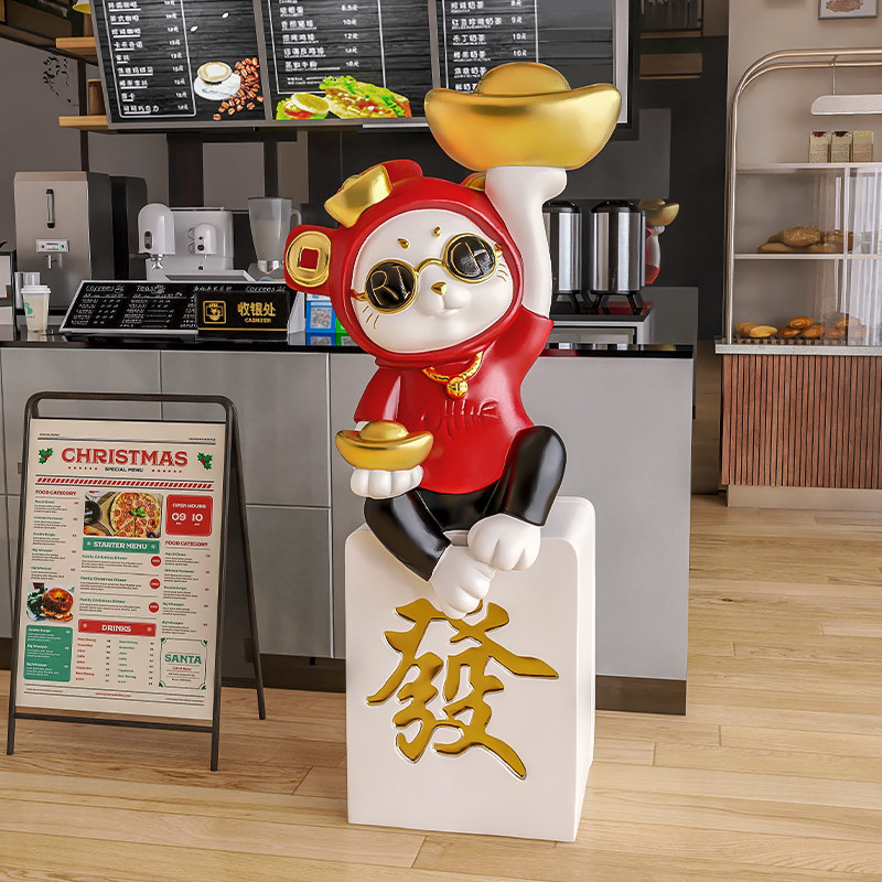 招财猫开业礼物大型落地创意迎宾摆件搬家乔迁新居客厅家居装饰品_虎窝淘