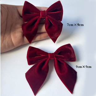 酒红色丝绒小号蝴蝶结胸针斜角领结通勤学院风辣妹减龄别针配饰女