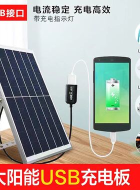户外多功能带稳压器USB接口充电宝光伏板充电5V太阳能手机充电板