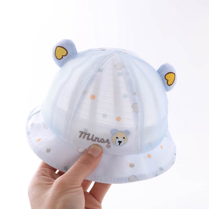 婴儿帽子春春薄款渔夫帽小月龄外出防晒帽男宝宝遮阳盆帽夏季新款