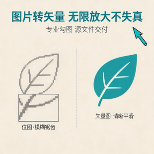 图片转矢量设计服务无限放大不失真高清精准商业插画定制位图平面