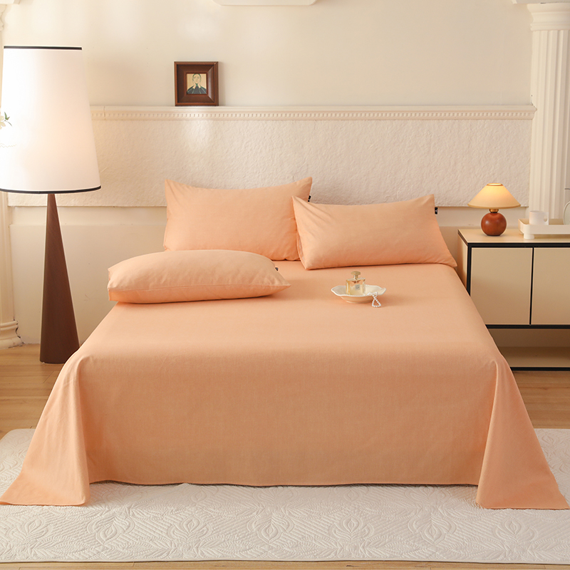 加厚浅桔色床单软和磨毛单品床单