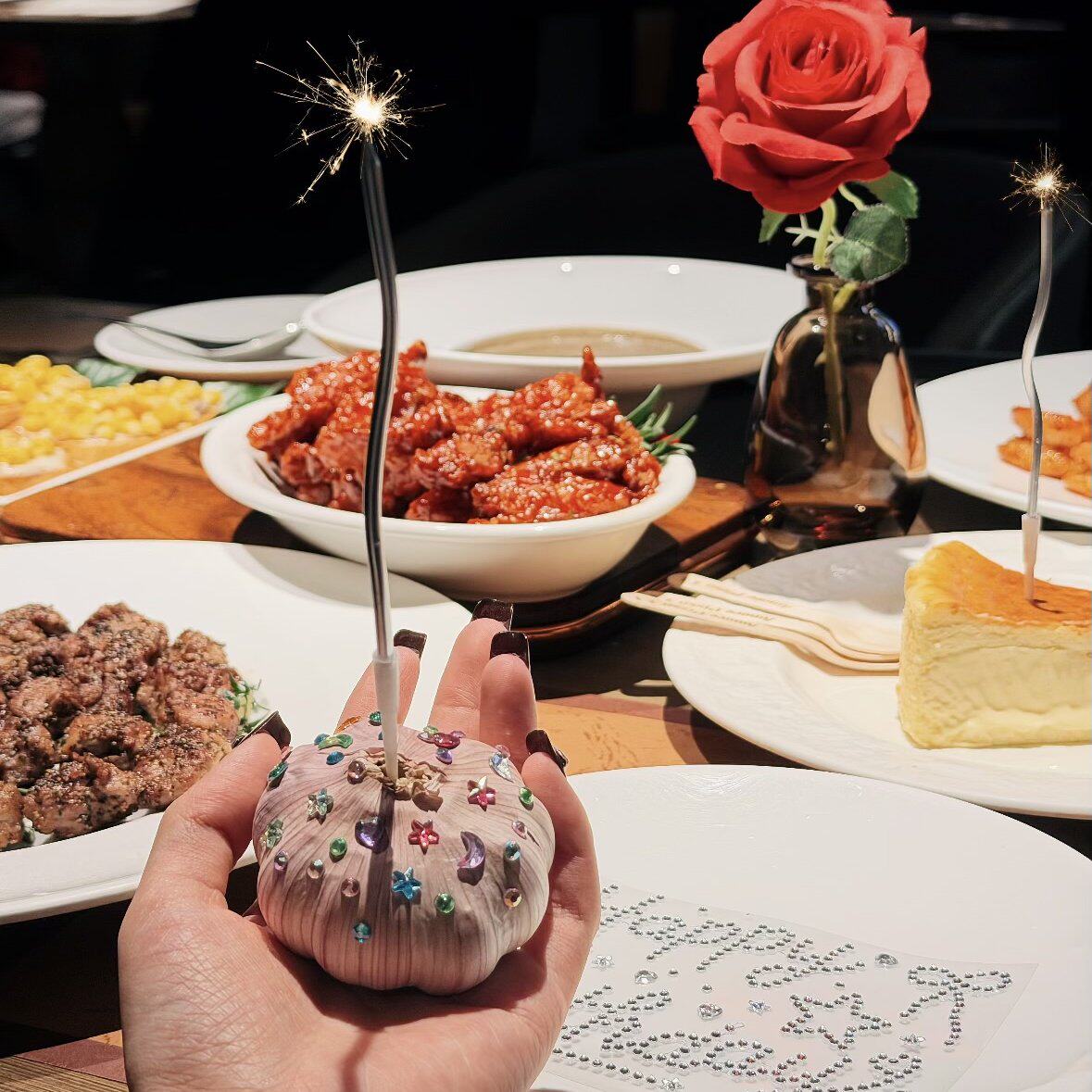 【手握胜蒜】生日拍照道具蒜头装饰生日蜡烛水钻贴闪钻出片小神器