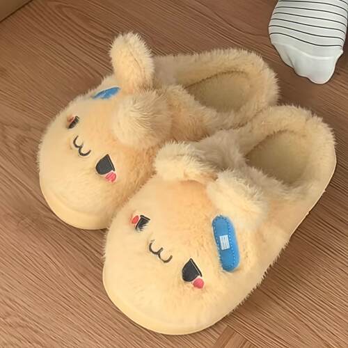 【创可贴兔子棉拖鞋】女秋冬季外穿防滑厚底居家室内包跟保暖棉鞋