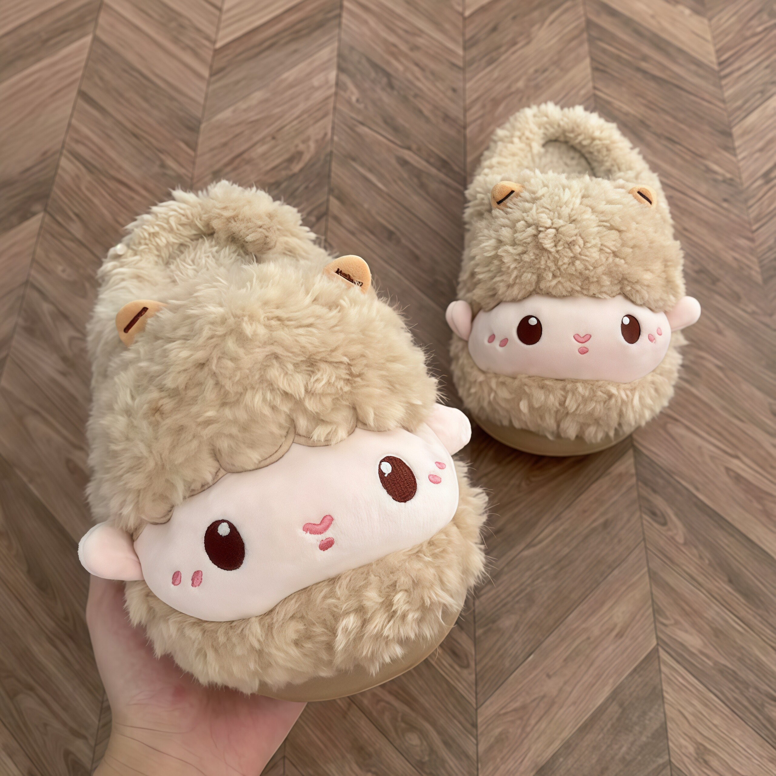 厚底防滑超舒服！咩咩羊棉拖鞋女