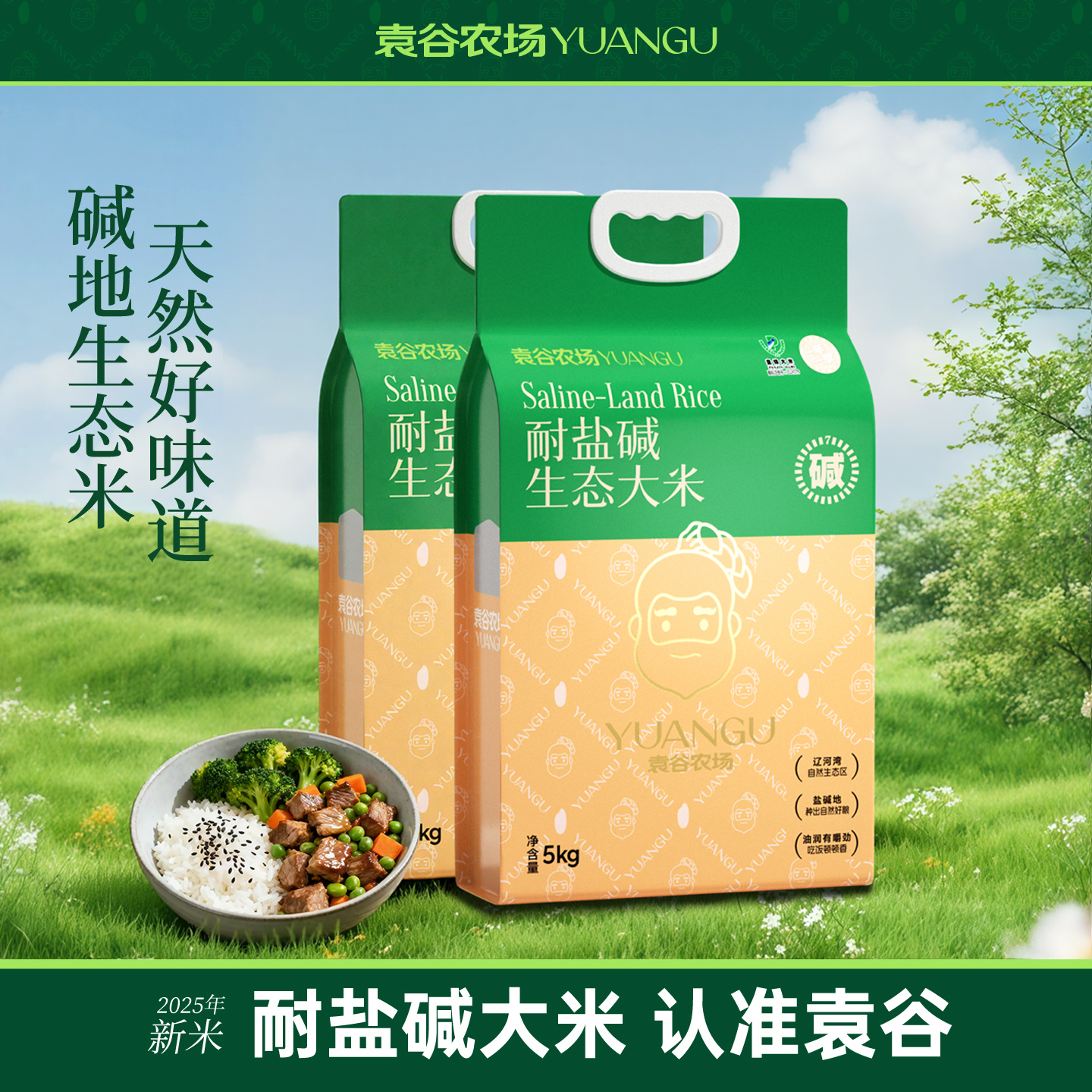袁谷耐盐碱生态大米5kg*2袋盐碱地无污染蟹稻共生真空装新米20斤,粮油调味/速食/干货/烘焙,大米,淘宝优惠券,粉丝福利购,淘宝优惠卷