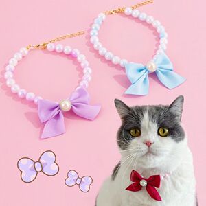 猫咪项链蝴蝶结宠物项圈珍珠领结狗狗高颜值装饰品可调节大红色
