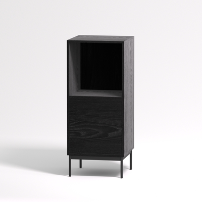 意式极简现代家用小室型床边柜黑色超窄夹缝置物卧室家用收纳柜