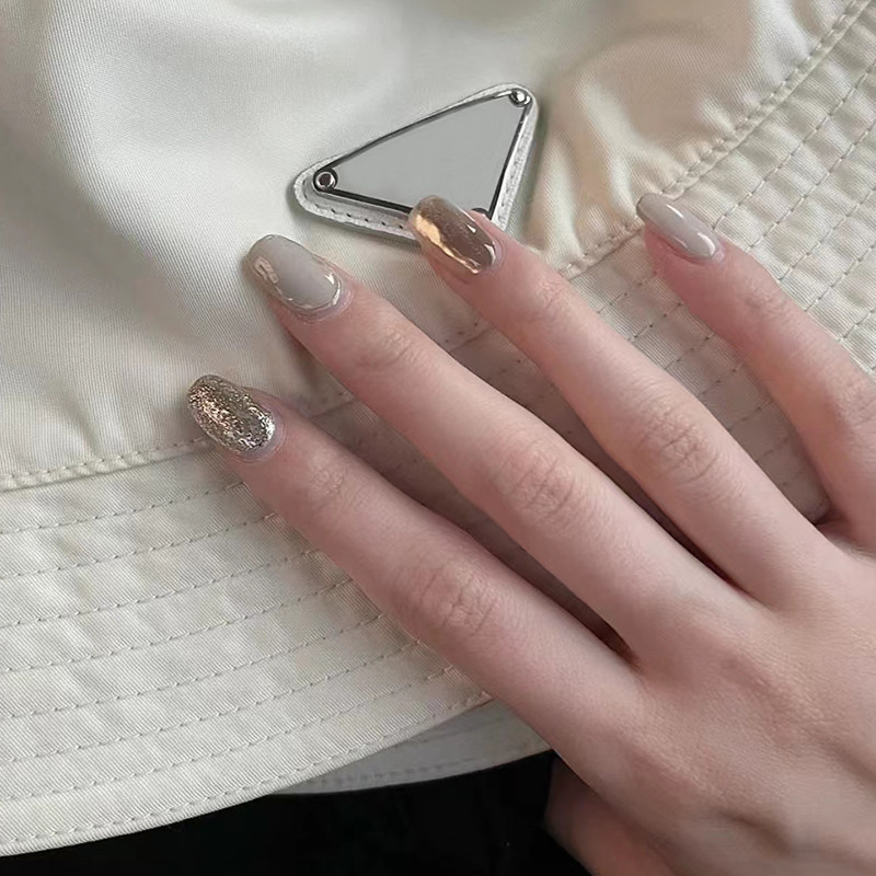 纯手工定制穿戴甲ins风 高级感法式简约美甲贴片纯色显白假指甲片