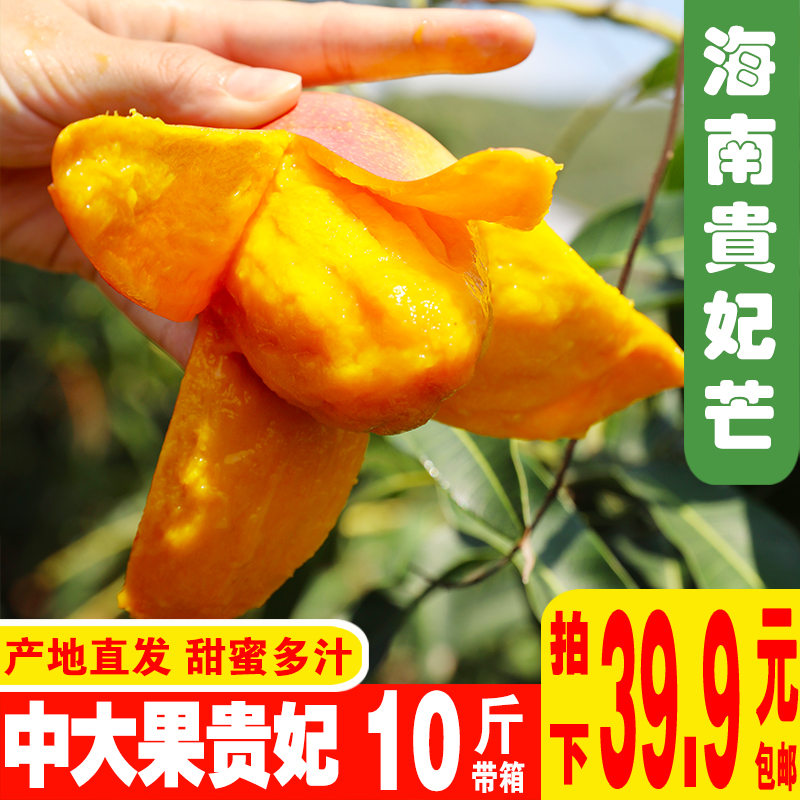 海南三亚贵妃芒果9斤当季水果新鲜包邮红金龙芒果大忙果10