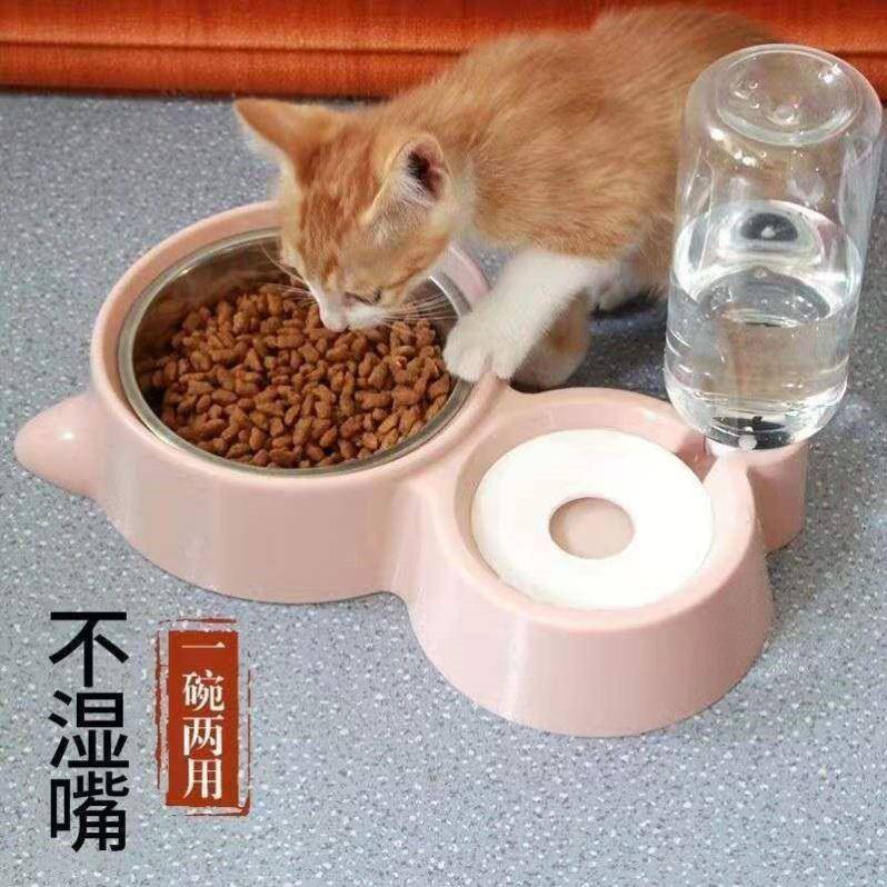 狗盆狗狗碗猫碗双碗自动饮水食盆猫粮猫咪水碗防打翻饭盆宠物用。
