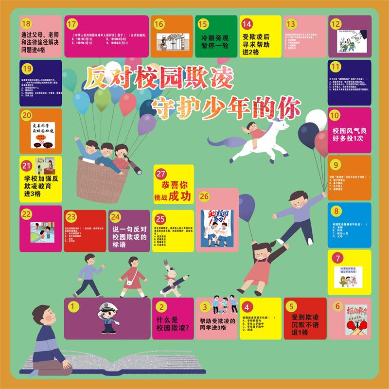 反校园欺凌霸凌诈骗飞行棋普法治儿童未成年保护交通安全游戏道具