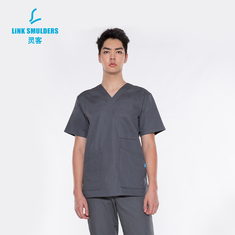灵客医师服V领纯色速干