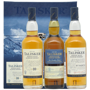 泰斯卡北纬57+泰斯卡10年+泰斯卡DE单一麦芽威士忌200ml*3礼盒