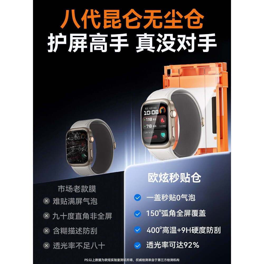 德国蓝猩【八代昆仑无尘仓】适用华为watchD2手表膜华为手表D2保