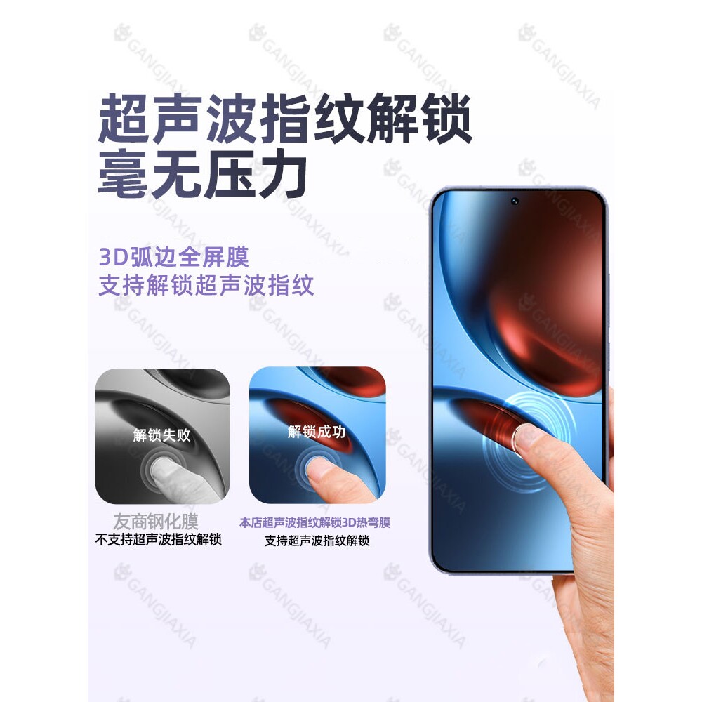德国蓝猩【超声波秒解锁】适用真我GT7钢化膜realmegt7手机膜realme全屏OPPO全包防摔保护新款防窥膜高清玻璃