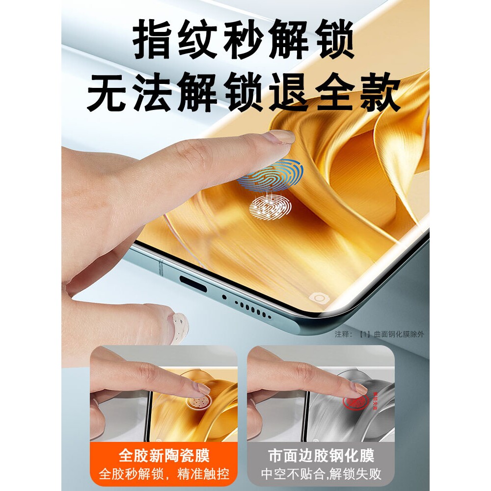 德国蓝猩[秒解锁]适用opporeno6Pro手机膜reno10陶瓷findx6钢化11oppo12曲面oppofindx5新款rone9防窥膜reon3