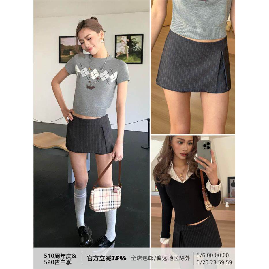 灰色西装短裙女夏季2026