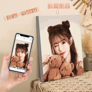 diy数字油画定制填充真人照片油彩画手工手绘制作创意礼物填色画