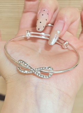 韩版个性蝴蝶结8字镶钻简约推拉设计手镯毕业季手饰高颜值