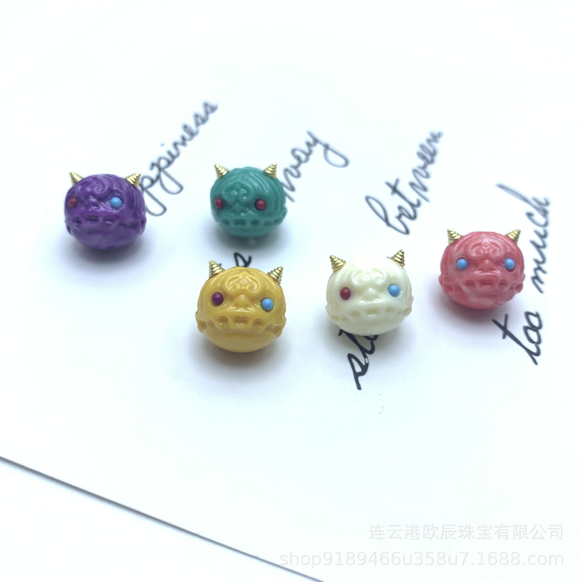 DIY配珠多宝隔珠怪兽虎头丑牛绿松南红饰品配件文玩手串编织手工