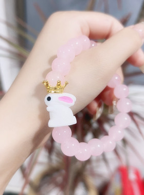 新款玻璃兔子手链可爱甜美冰透盘玩手串百搭闺蜜情侣手饰