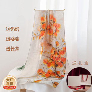 杭州桑蚕丝丝巾伴手礼送妈妈婆婆礼物26新款围巾真丝丝巾领巾两用