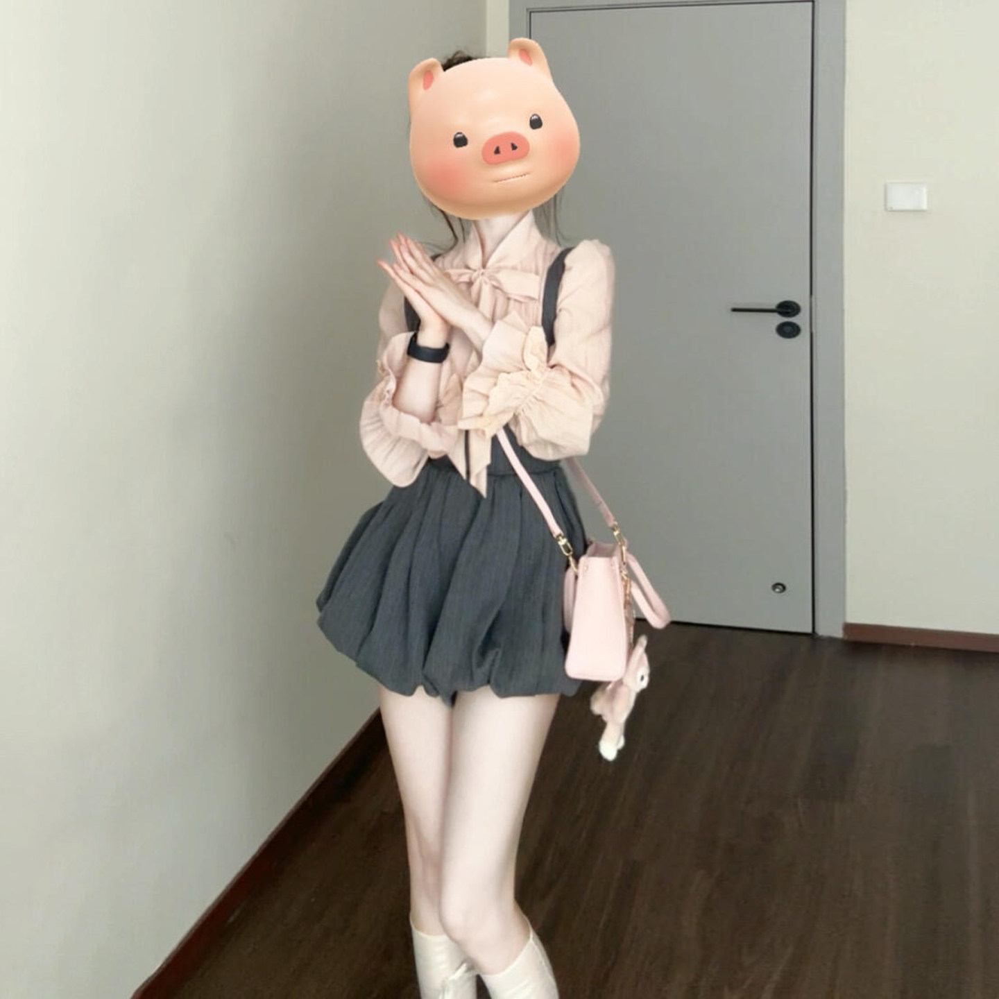 巨好看韩系穿搭一整套花苞连衣裙子女早秋2025新款miu系短裙套装