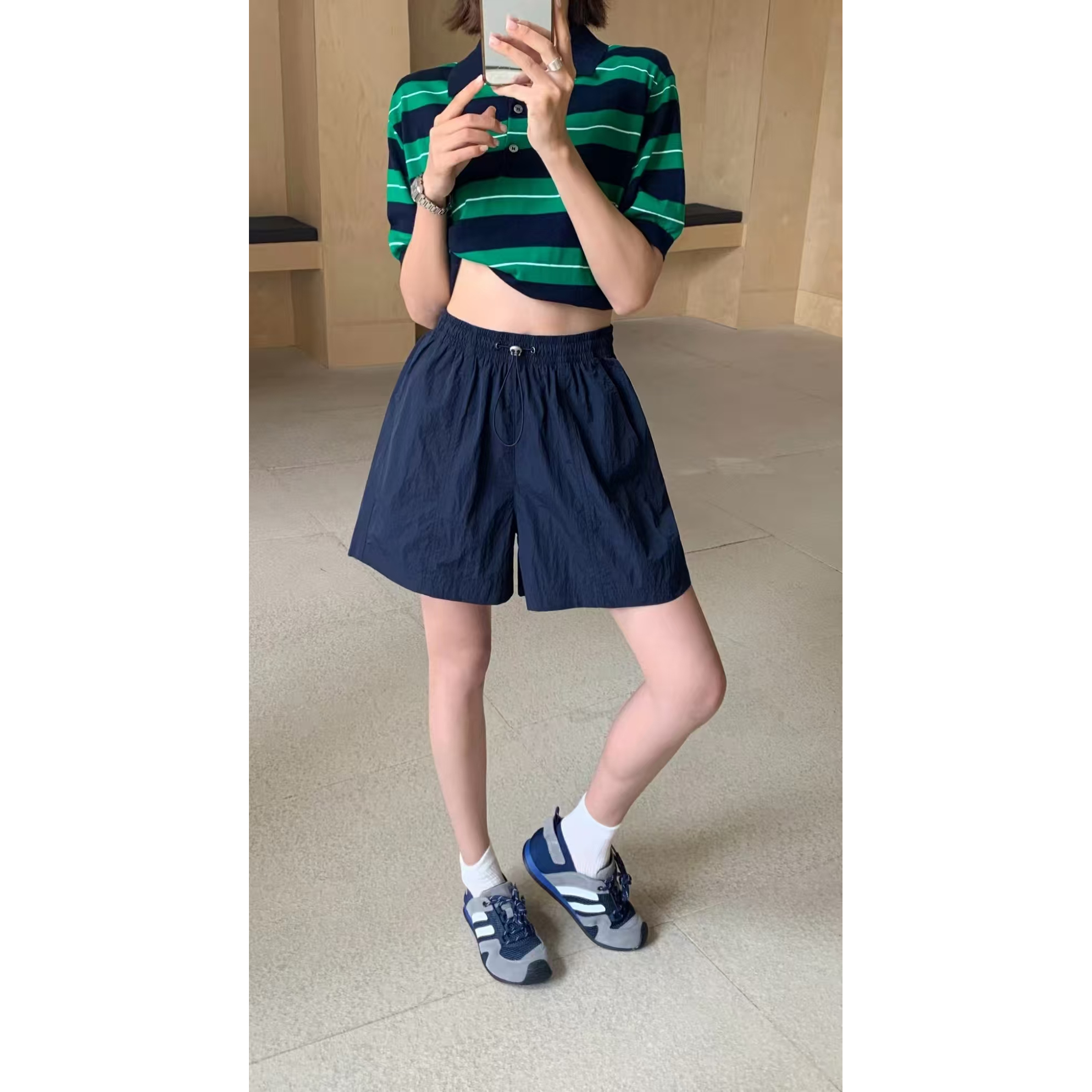 正品NV女士休闲短裤子红色高弹大码裤头夏季清凉直筒短裤SS88100