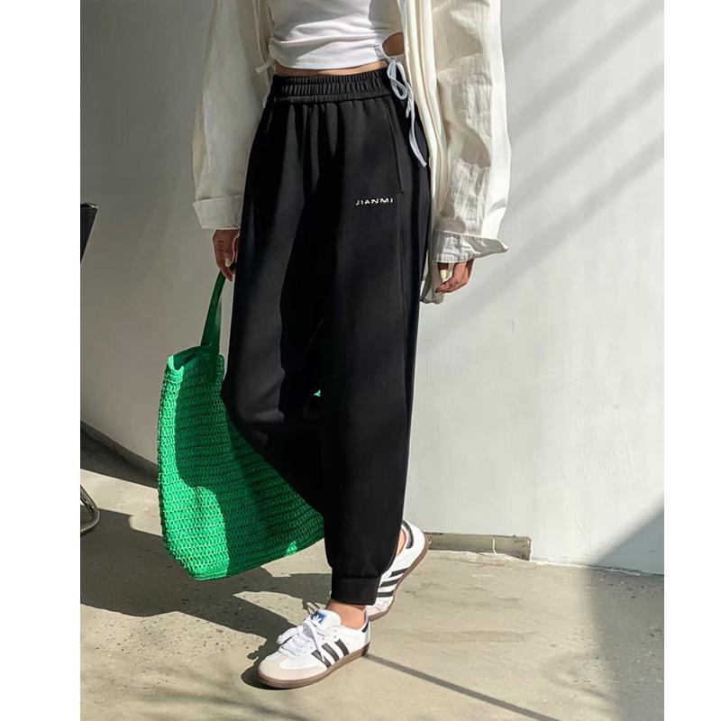 松紧腰运动卫裤九分显瘦哈伦裤