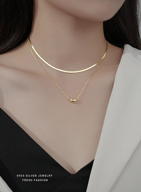 s925纯银蛇骨项链嘻哈锁骨链