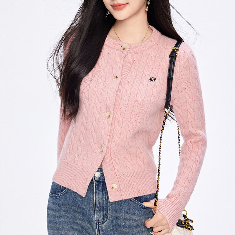 法国cherrykoko◆有现货◆针织开衫女秋季复古绞花没有外套上衣