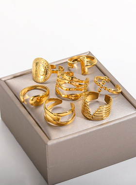 法国coss koko欧美复古18k金开口戒指男女戒指情侣戒指环小众