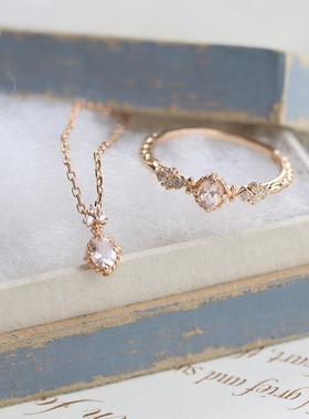 法国coss koko《薄雾玫瑰》 超仙气裸粉摩根石精致小巧轻奢戒指环