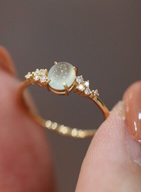 法国coss koko新款高级感浪漫白玉髓 开口轻奢戒指镶嵌蛋面 冰种