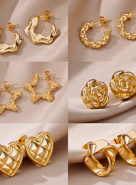 法国coss koko欧美新款耳钉多边形莫比乌斯环耳钉五角星镂空几何