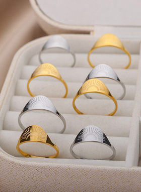 法国coss koko经典极简元素太阳月亮戒指开口戒18k金男女戒指