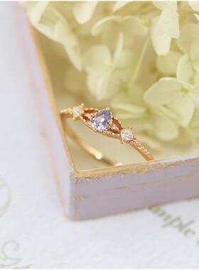 法国coss koko日系镶嵌仿坦桑石轻奢风戒指女款小众复古轻奢可