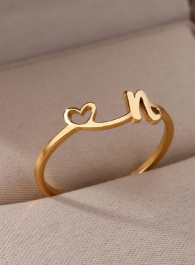 法国coss koko流行时尚简约字母开口戒指爱心尾戒指环可调节