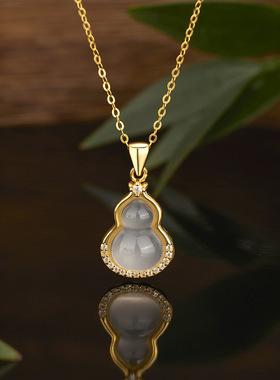 法国coss koko新中式s925银白玉髓葫芦项链女国风轻奢锁骨链气质