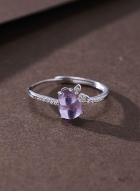 法国coss kokos925银高冰紫水晶葫芦戒指女国潮风玉石福禄指环