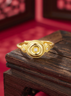 法国coss koko银城s925银镜面点钻平安扣戒指新中式平安扣指环