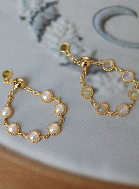 法国coss koko日系轻奢澳洲欧泊珠珠软链戒指珠宝百搭高级感可