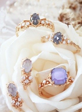 法国coss koko圣诞限定 变蓝拉长石镂空镀14k轻奢百搭简约戒指