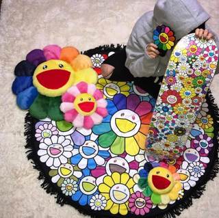 现货kaikaikiki七彩色太阳花流苏地毯装饰桌布空调毯 INS风