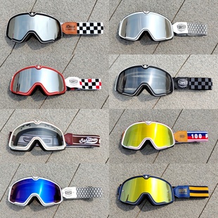 复古百分百100%哈雷34半盔风镜摩托车骑行头盔护目镜防风沙遮阳