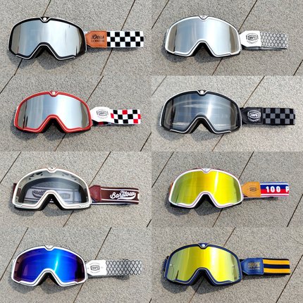 复古百分百100%哈雷34半盔风镜摩托车骑行头盔护目镜防风沙遮阳