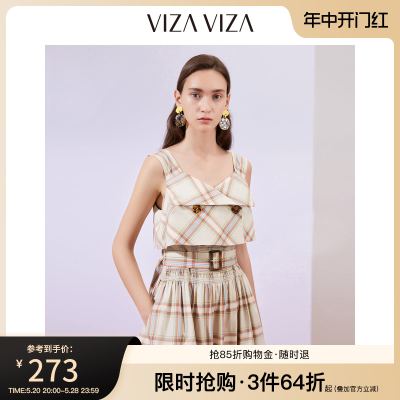 【商场同款】VIZA VIZA夏季新款时尚无袖气质收腰连衣裙