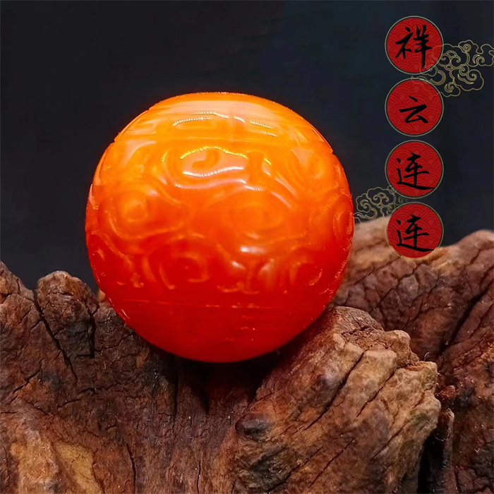 蜜蠟回紋珠祥云雕刻散珠