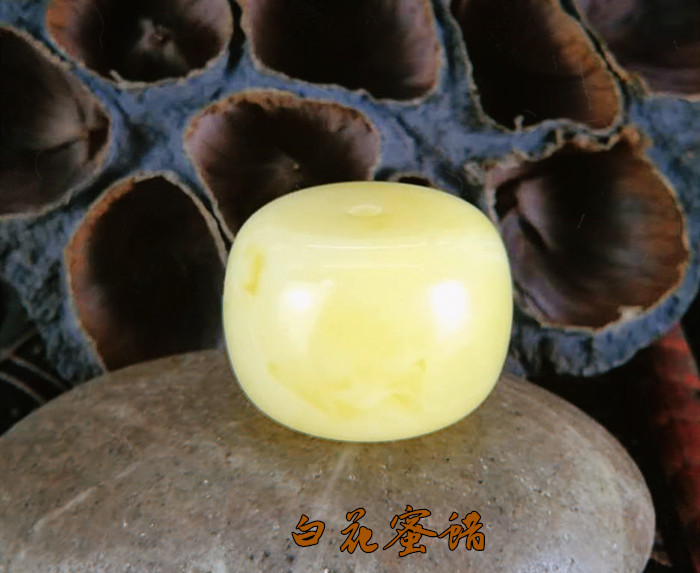 天然琥珀白花蜜蜡车轮珠饼子算盘